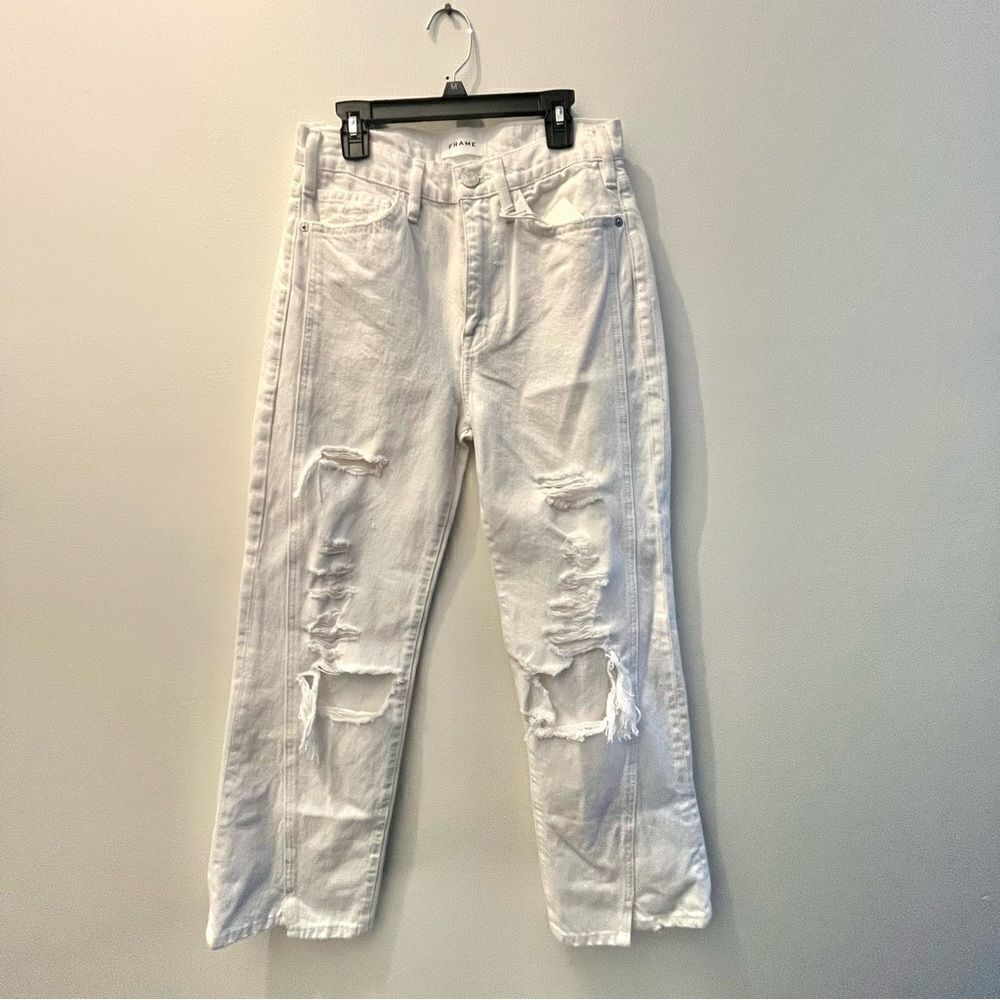 Frame Le Jane high-rise straight-leg jeans, Distressed White, Size‎ 25, NWT